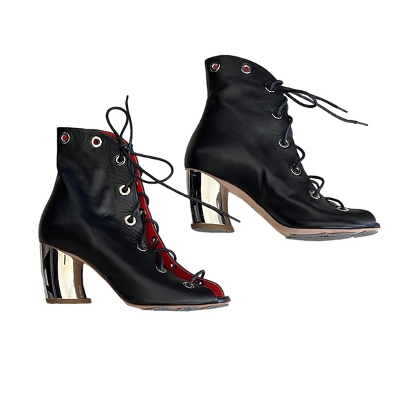 Proenza Schouler Open toe Lace up Ankle Booties size 37 Black - Picture 5 of 12